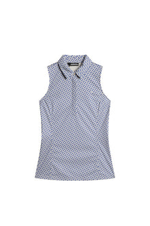 Dena Print Sleeveless Top in Tour Geo Moonbeam S by J.Lindeberg
