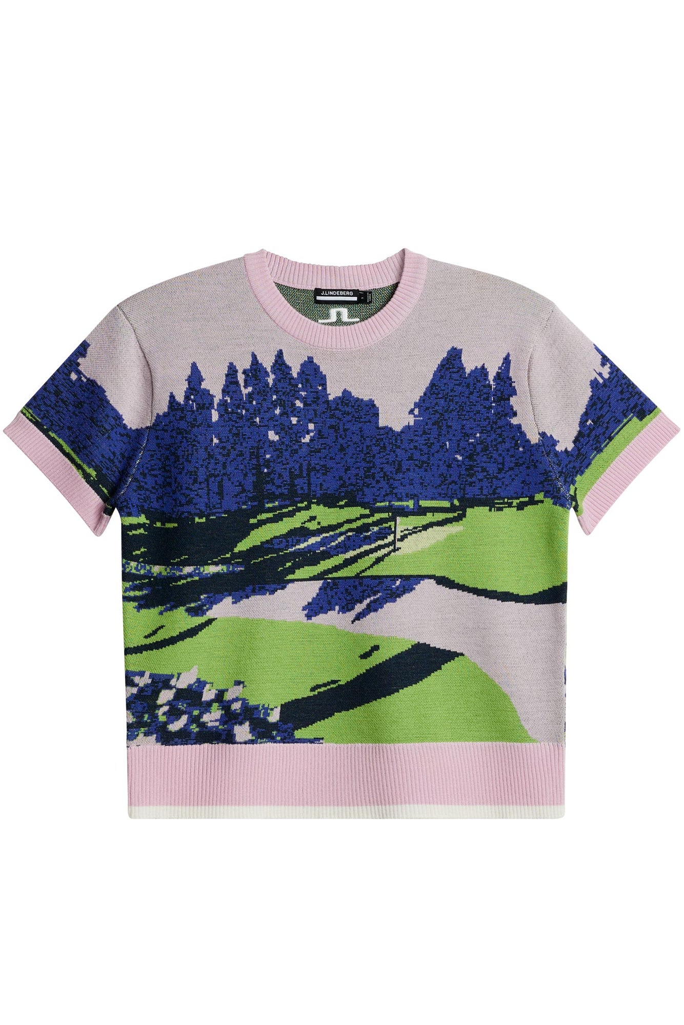 Nico Knitted Top in Watercolor Jacquard Pink by J.Lindeberg