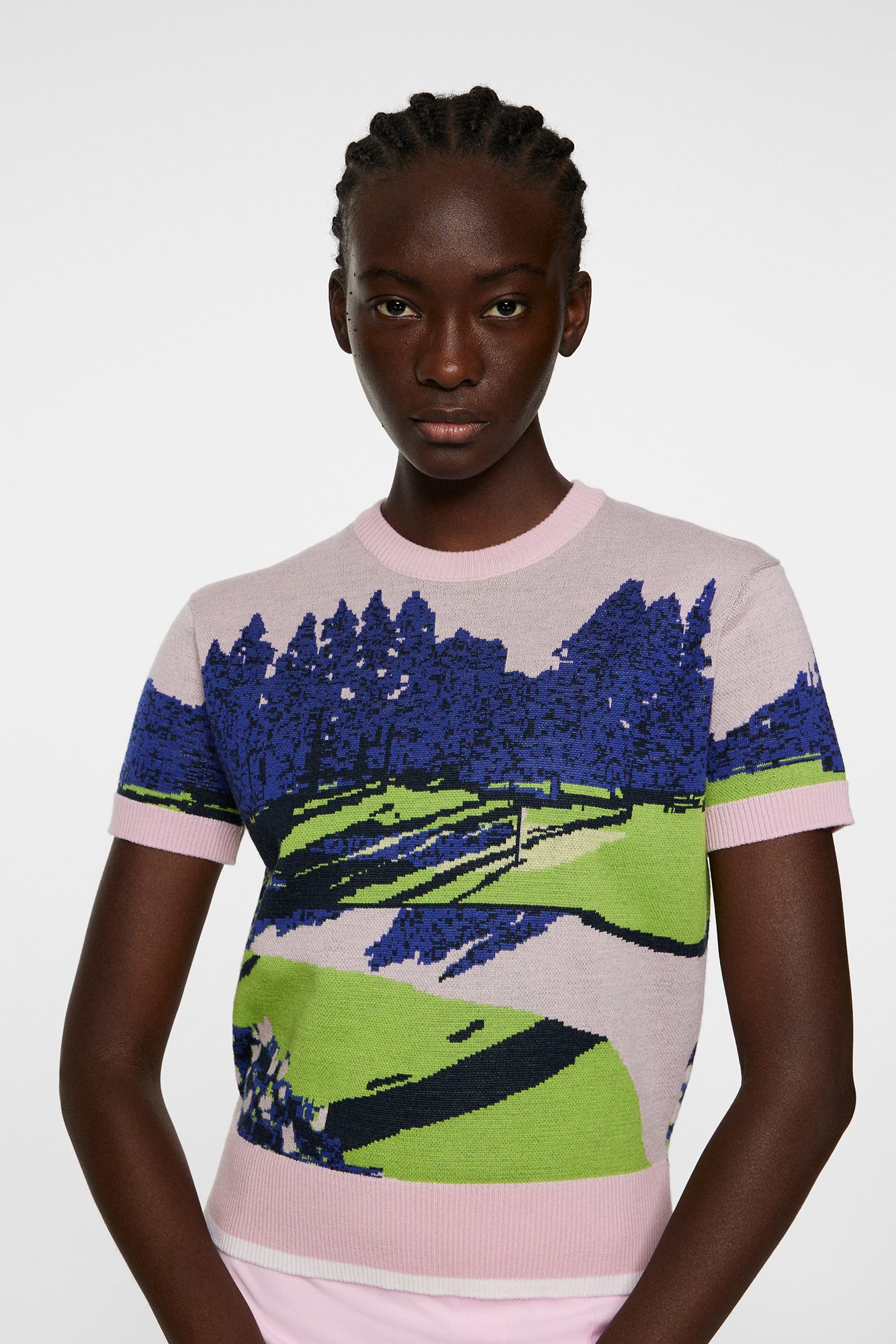 Women | Nico Knitted Top | Watercolor Jacquard Pink