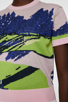 Women | Nico Knitted Top | Watercolor Jacquard Pink