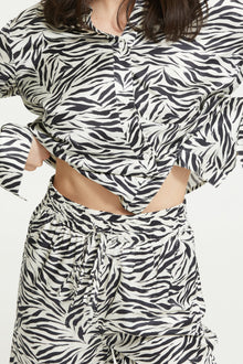 The Zafina Long Pants in Brush Zebra Print by Ginia