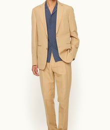 Garret Tailored Fit Unstructured Two-Button Linen & Cotton Blazer | Biscuit