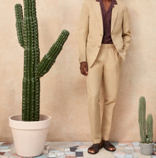 Garret Tailored Fit Unstructured Two-Button Linen & Cotton Blazer | Biscuit