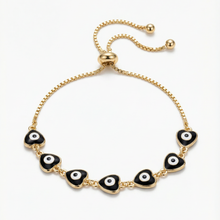 The Black Adjustable Evil Eye Bracelet | 18Kt Gold Vermeil