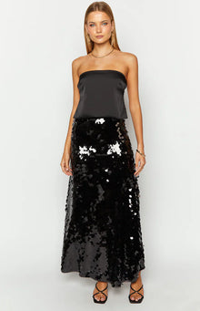 Genevieve Sequin Maxi Skirt | Black