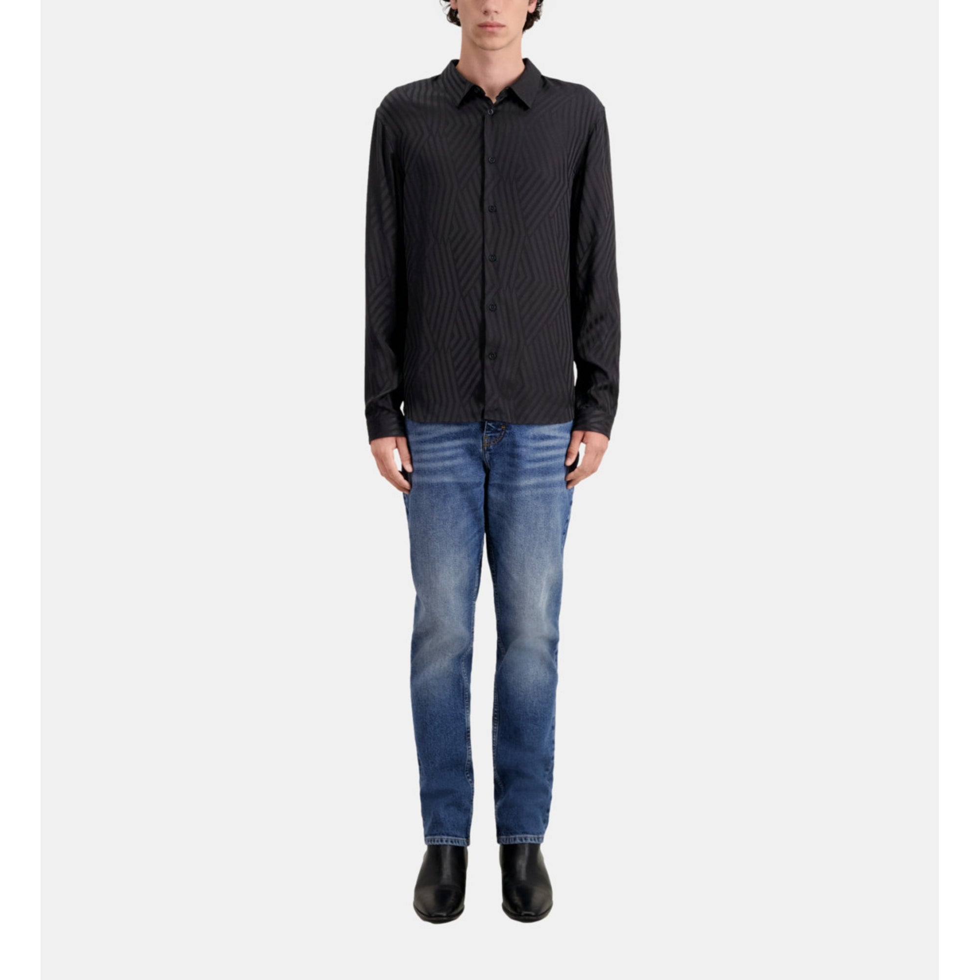 Geometric Jacquard Shirt | Men | Black