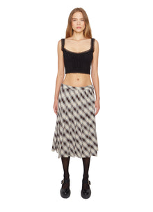 Womens | Gibson Pleated Skirt | Brown/Blue Plaid