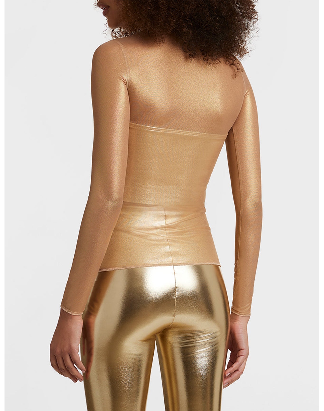 Gilded Chic Mesh Long Sleeve Top | Gold