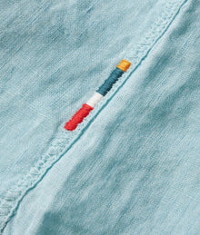Giles Lino Tailored Fit Classic Collar Linen Shirt Woven | Light Sky Pool