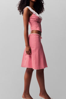 Womens | Paloma Lace Top | Gingham Poppy And White