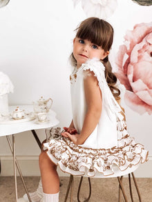 Girl | Angelina Feather Wings Dress | White x Gold