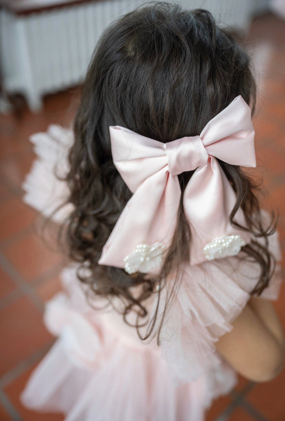Girl | Anise Satin Embroidered Hair Bows Ballet | Pink