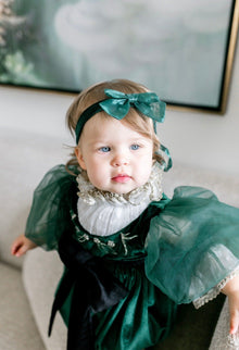 Girl | Aurora Royal Green Velour Romper