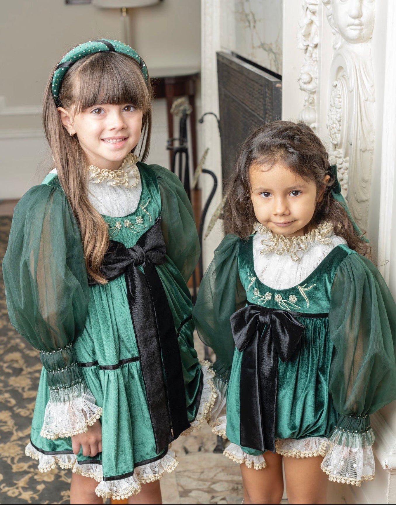 Girl | Aurora Royal Green Velour Romper