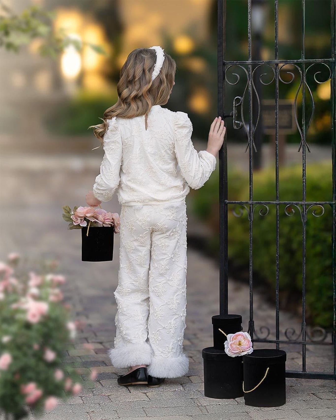 Girl | Ava Flower Wide Leg Pants | Ivory