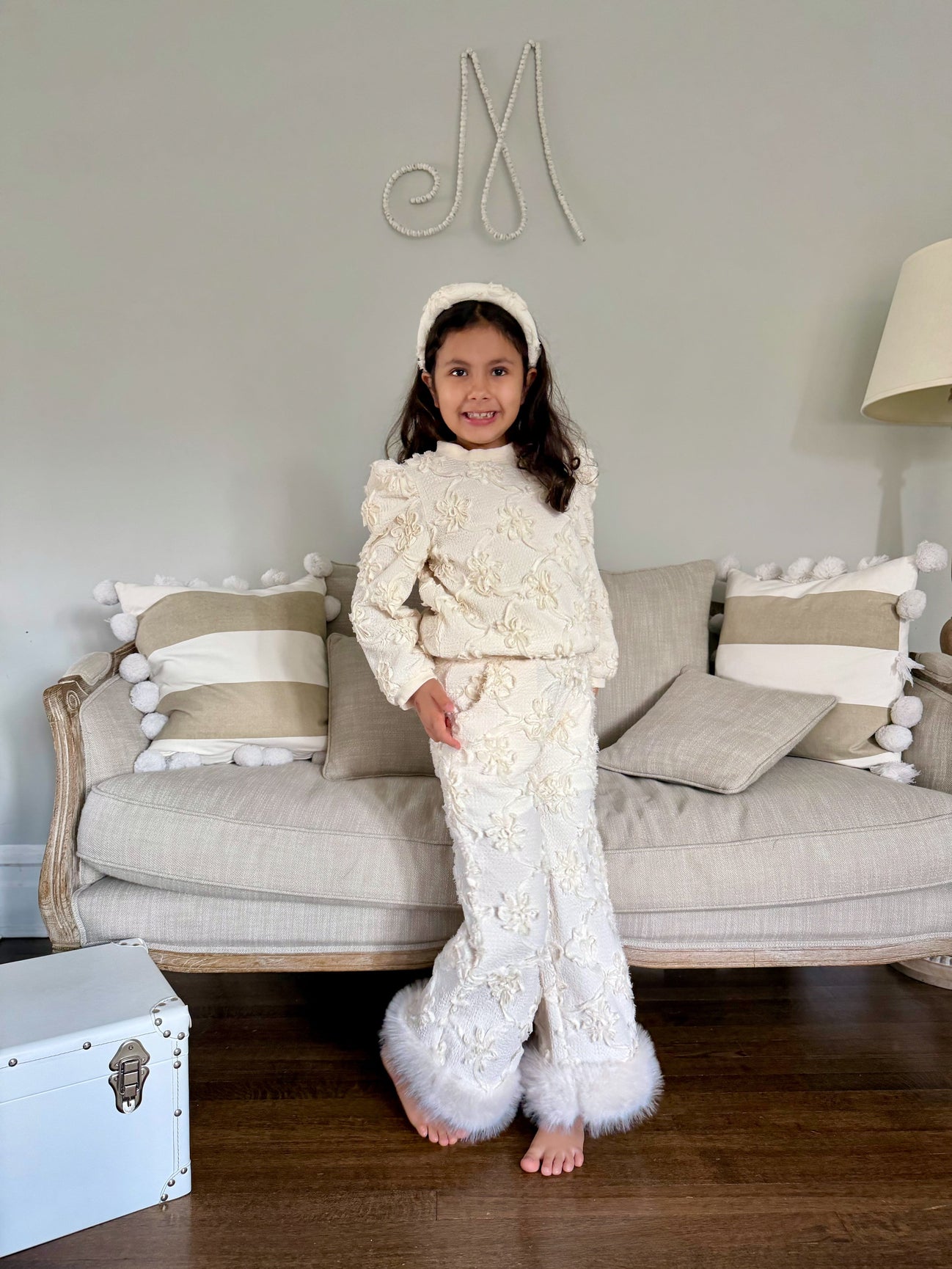 Girl | Ava Flower Wide Leg Pants | Ivory