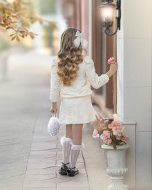 Girl | Ava Ivory Flower Bow Skirt