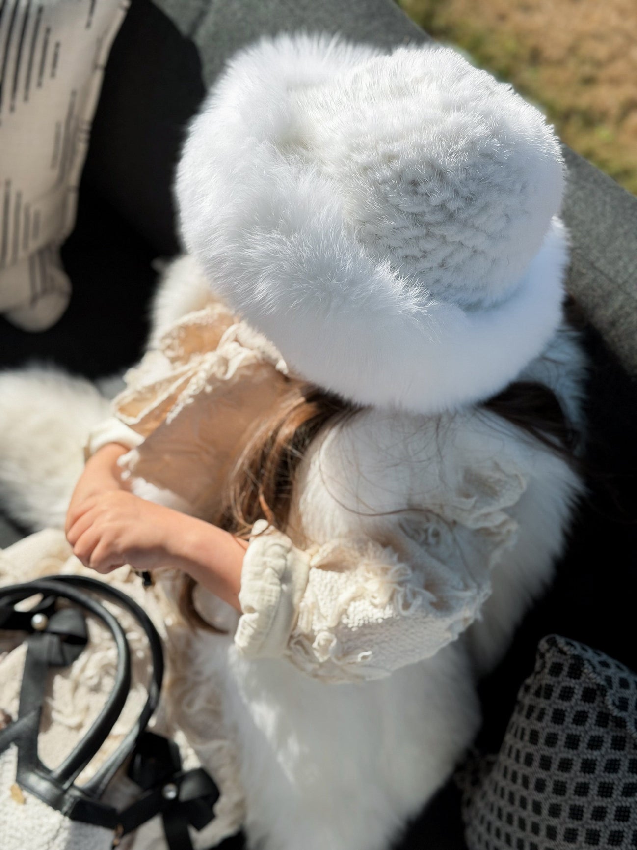 Girl | Ava Kids Fox Fur Hat | Ivory