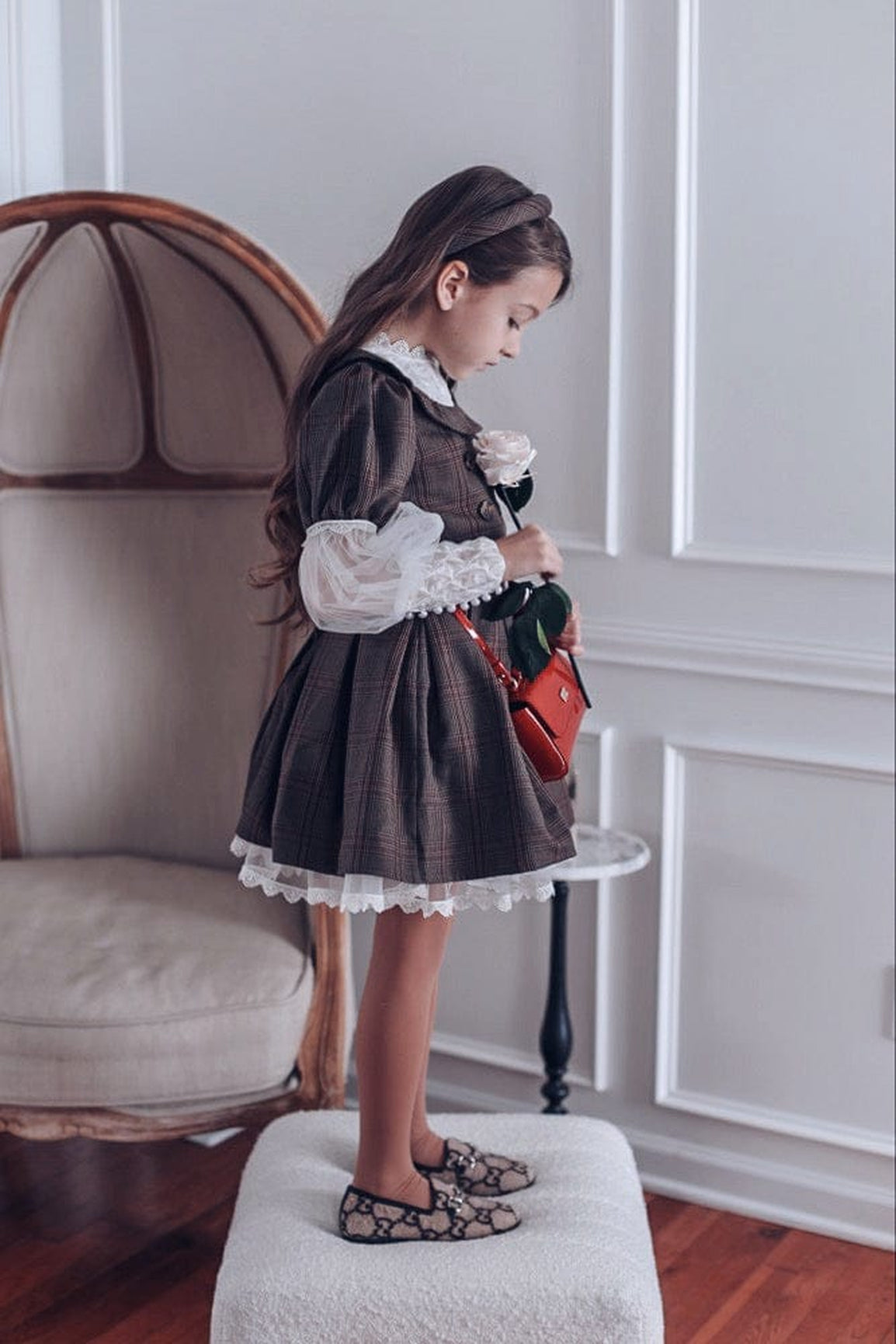 Girl | Blair Estate Tweed Top and Skirt Set | Brown x White