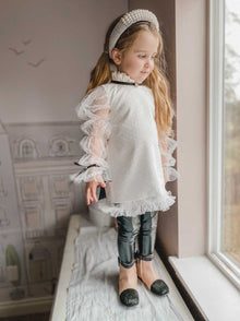 Girl | Brianna Tunic and Pants Set | White x Black
