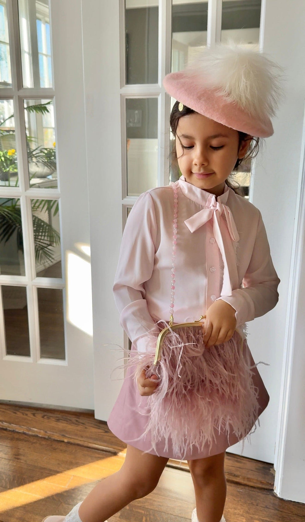 Girl | Crepe Fringe Blouse | Pink