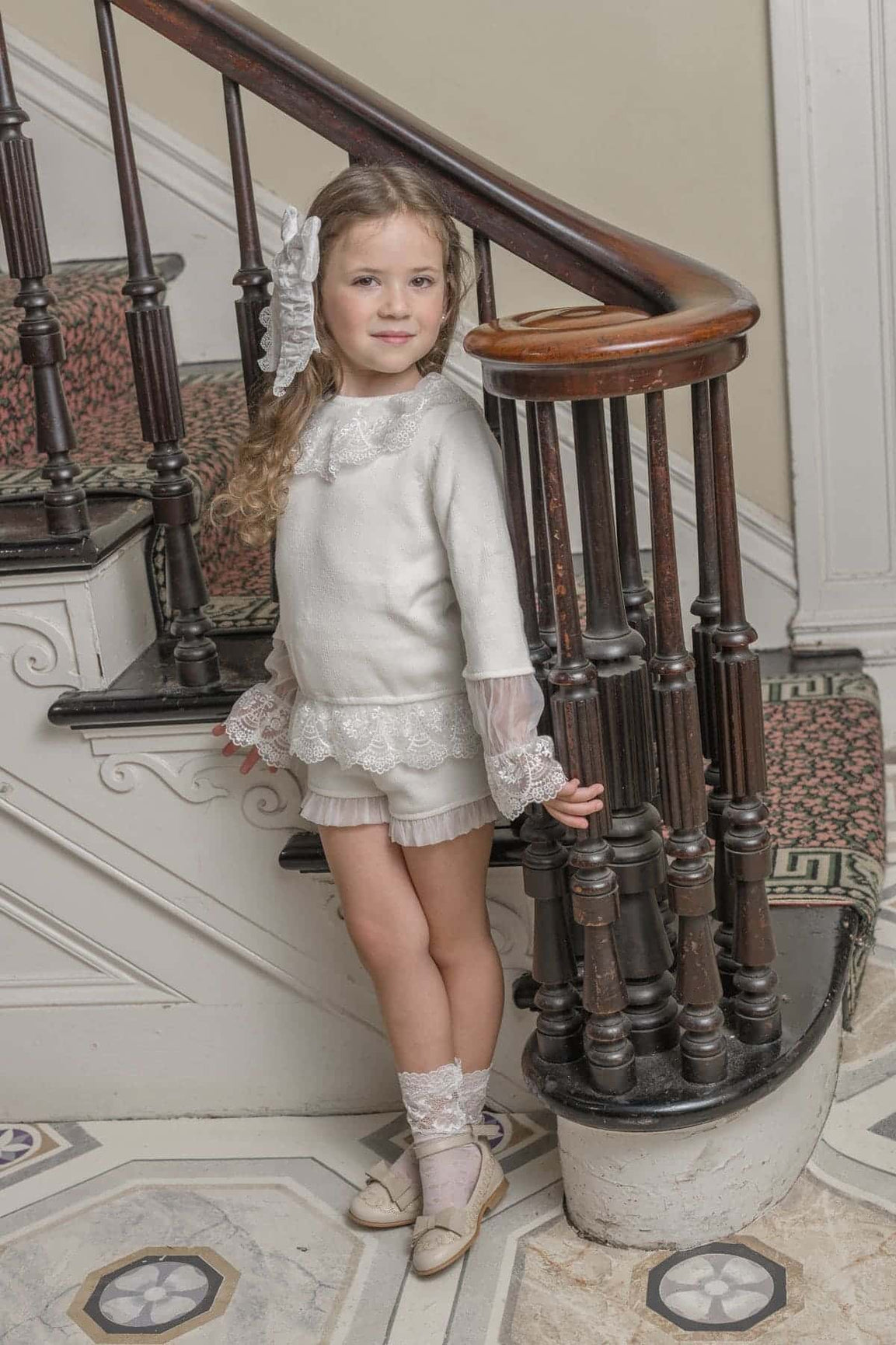 Girl | Emma Cotton and Lace Top and Shorts Set | White