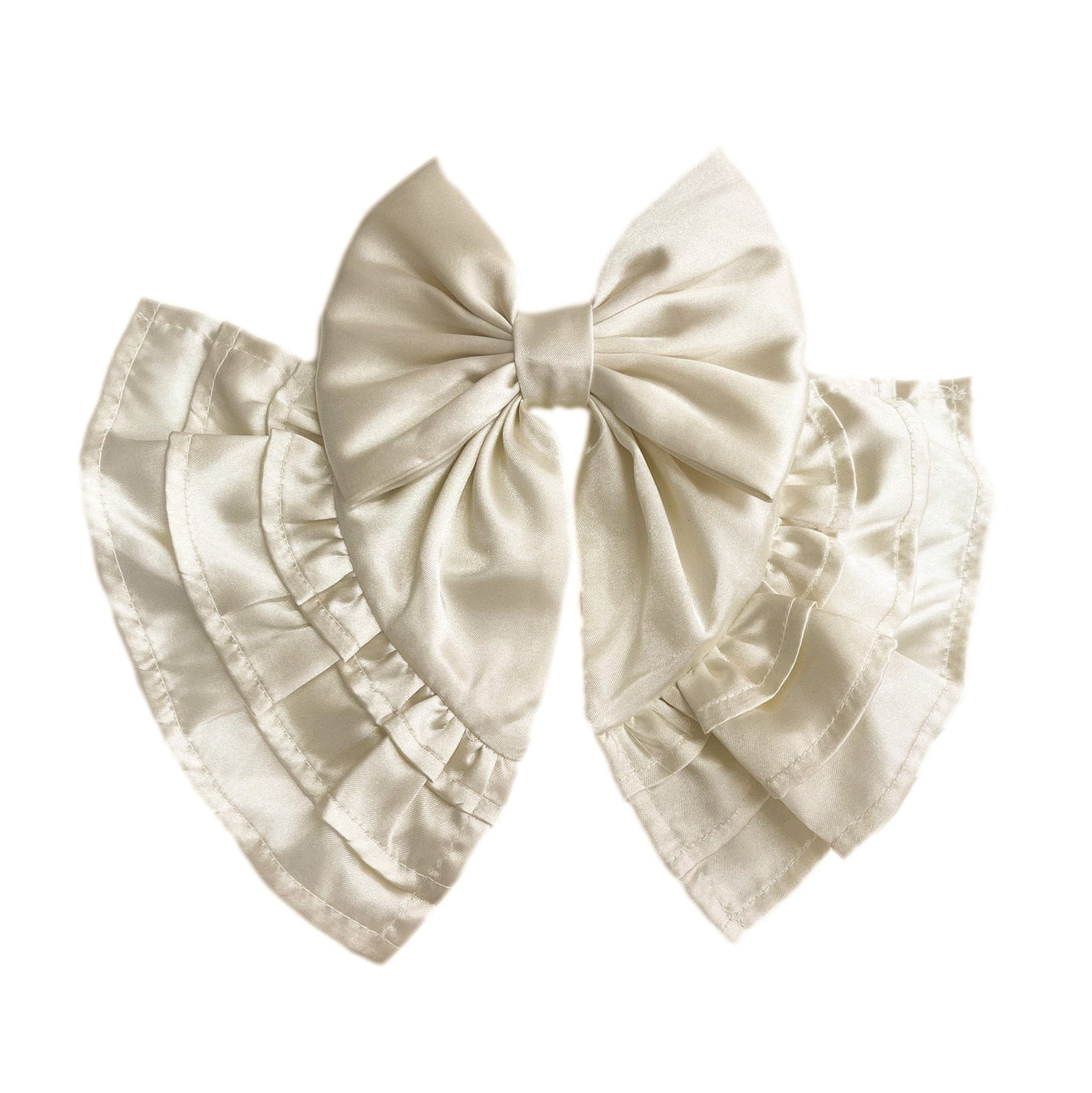 Girl | Evangeline Satin Ruffle Hair Bow | Champagne