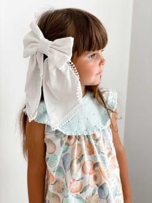 Girl | Jaylin Linen Hair Bow | White