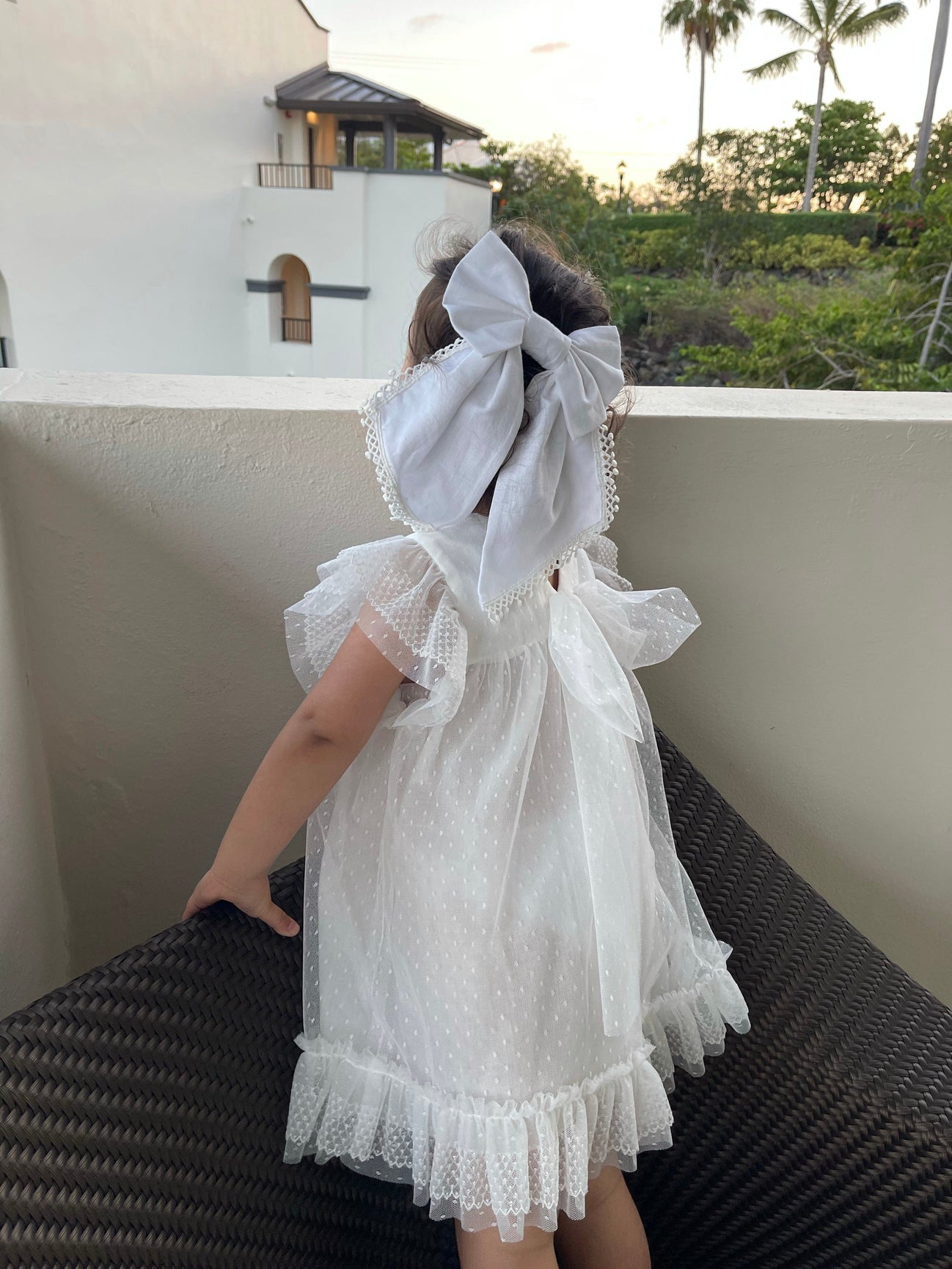 Girl | Jaylin Linen Hair Bow | White