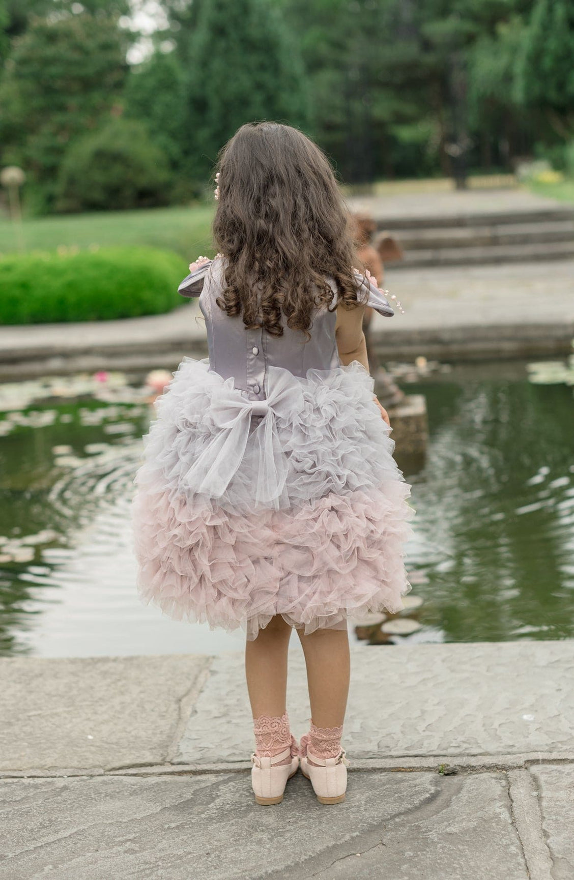 Girl | Mia Grey and Ombré Cupcake Tulle Dress | Gray x Pink