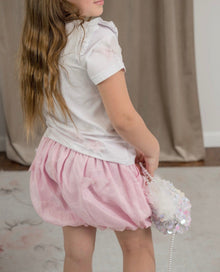 Girl | Pink Butterfly Bubble Linen Shorts