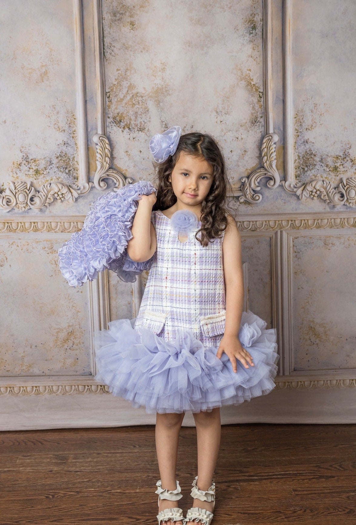 Girl | Violet Tweed and Tulle Dress