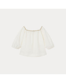 Girls | Embroidered Square-Neck Blouse | Milk White