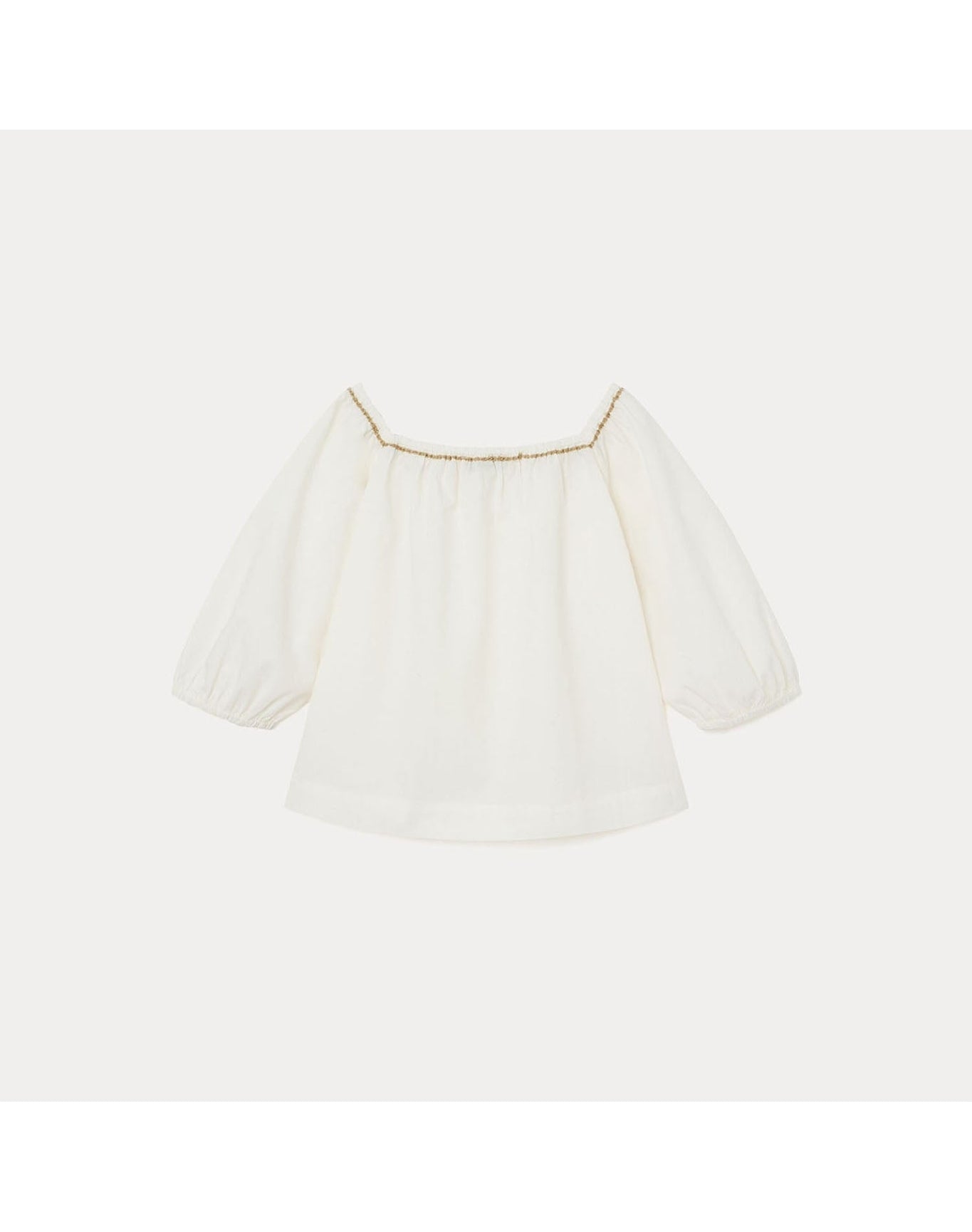 Girls | Embroidered Square-Neck Blouse | Milk White