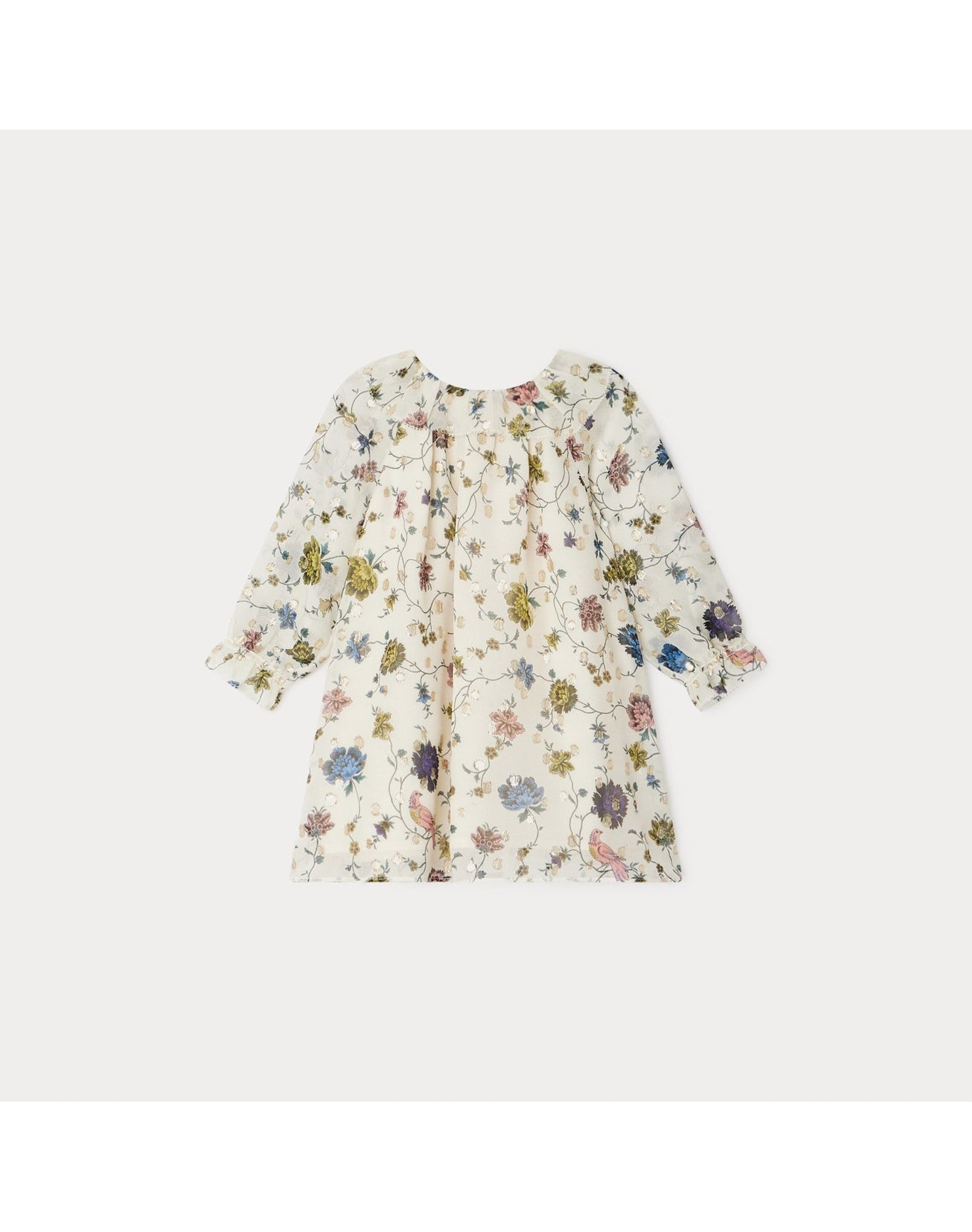 Girls | Formal Teale Dress Flowers | Ecru