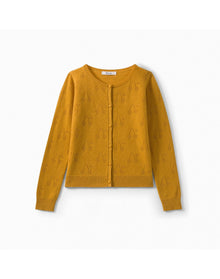 Girls | Openwork Cashmere Cardigan | Buttercup Yellow