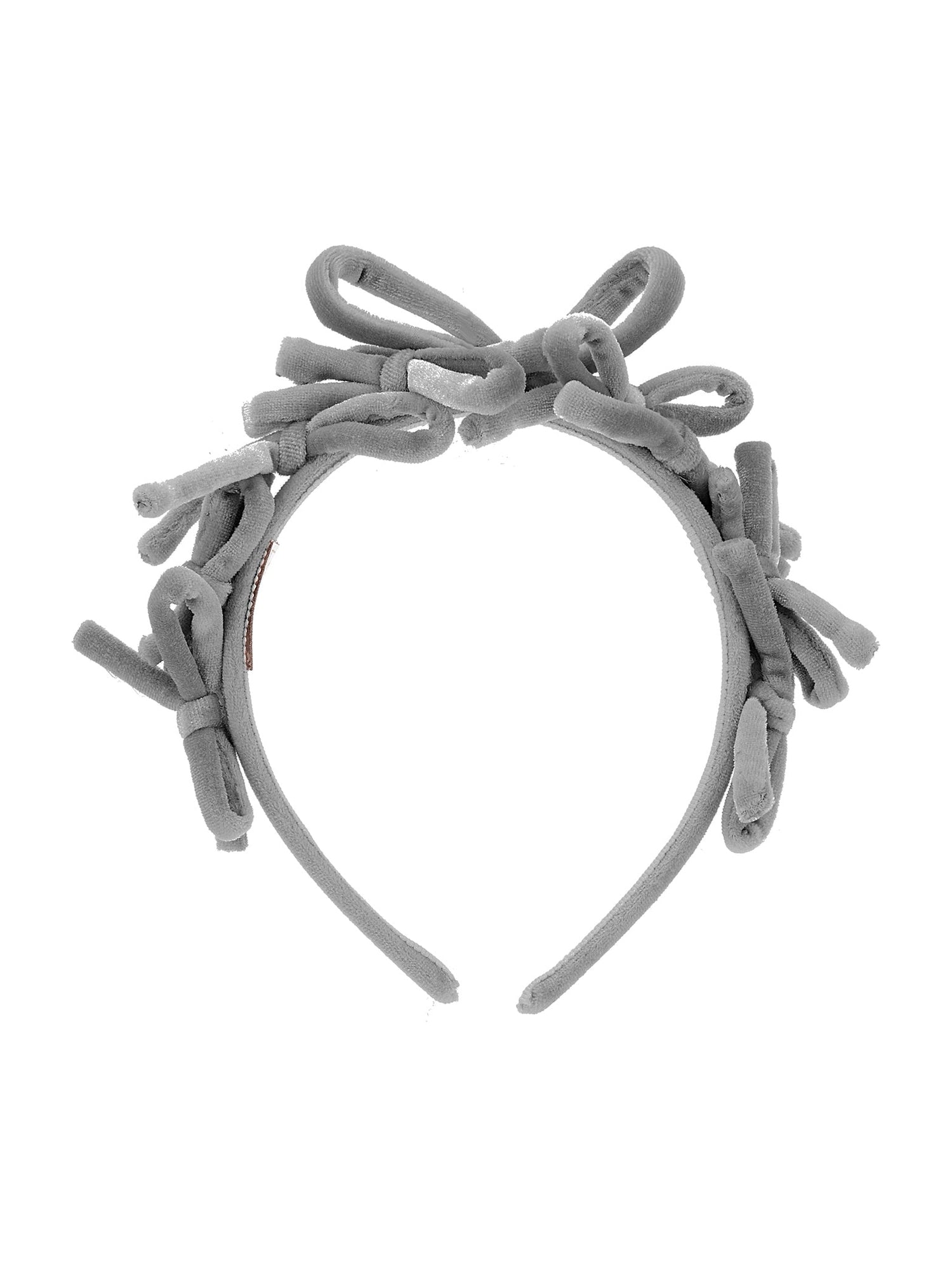 Girls | Velvet Headband With Bows | Grey