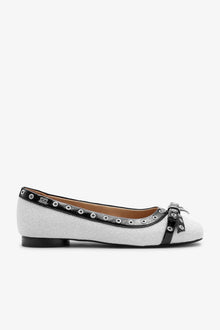 Glitter Eyelet Bow Ballerinas | Silver