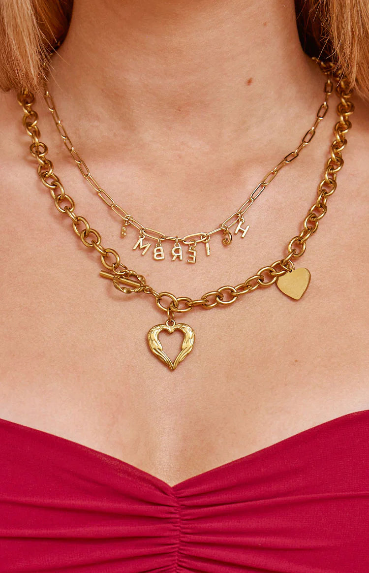 Heart Chain Necklace | Gold