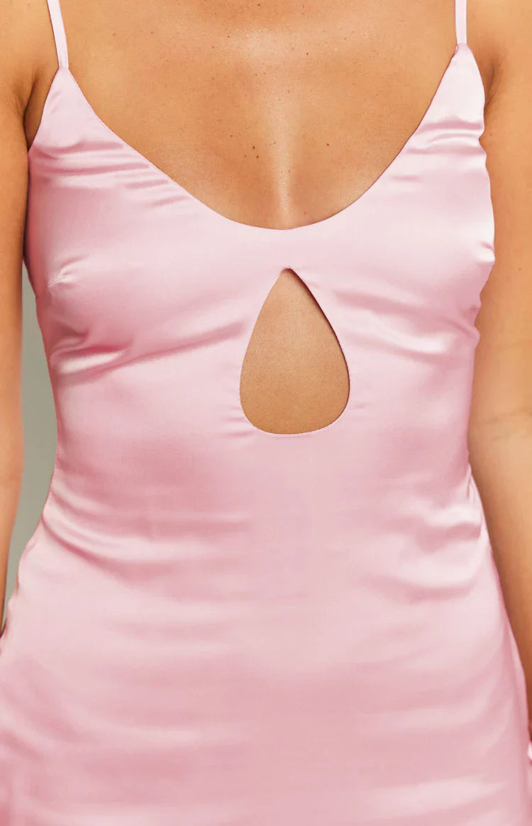 Golden Hour Satin Mini Dress | Pink