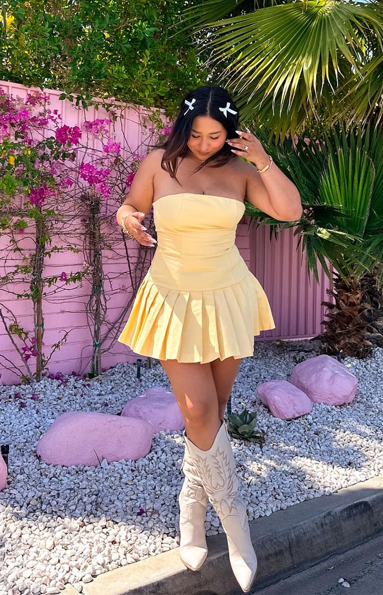 Good Days Strapless Mini Dress | Yellow