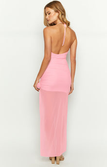 Gracia Mesh Halter Midi Dress | Pink