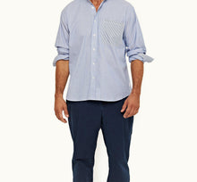 Grasmoor Stripe Classic Stripe Easy Fit Cotton Shirt | Signal Blue/White