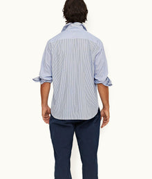 Grasmoor Stripe Classic Stripe Easy Fit Cotton Shirt | Signal Blue/White