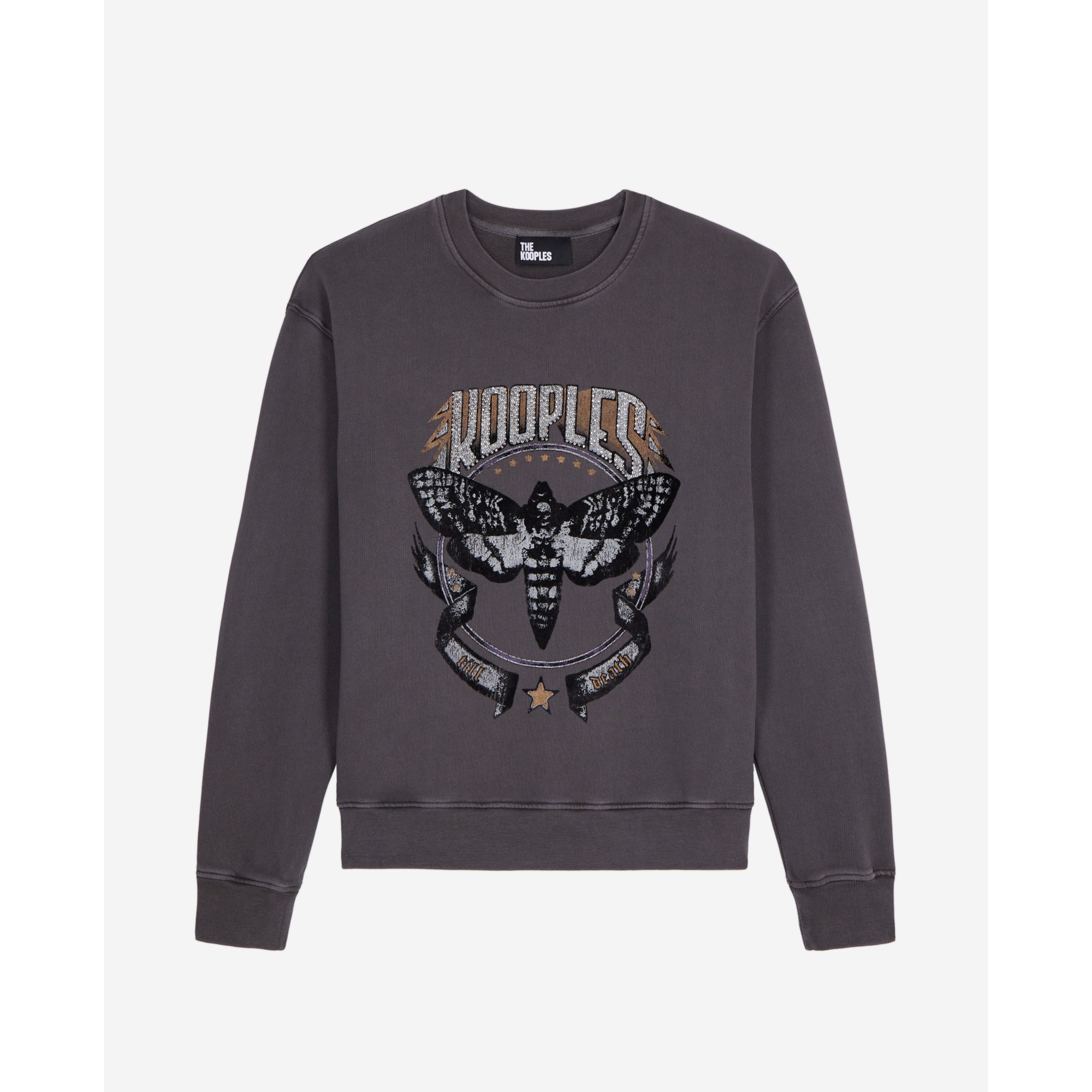 Gray Sweatshirt With Skull Butterfly Serigraphy | Women | Carbone