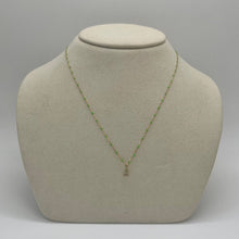 Still life image of Green Enamel Necklace with Pave Letter