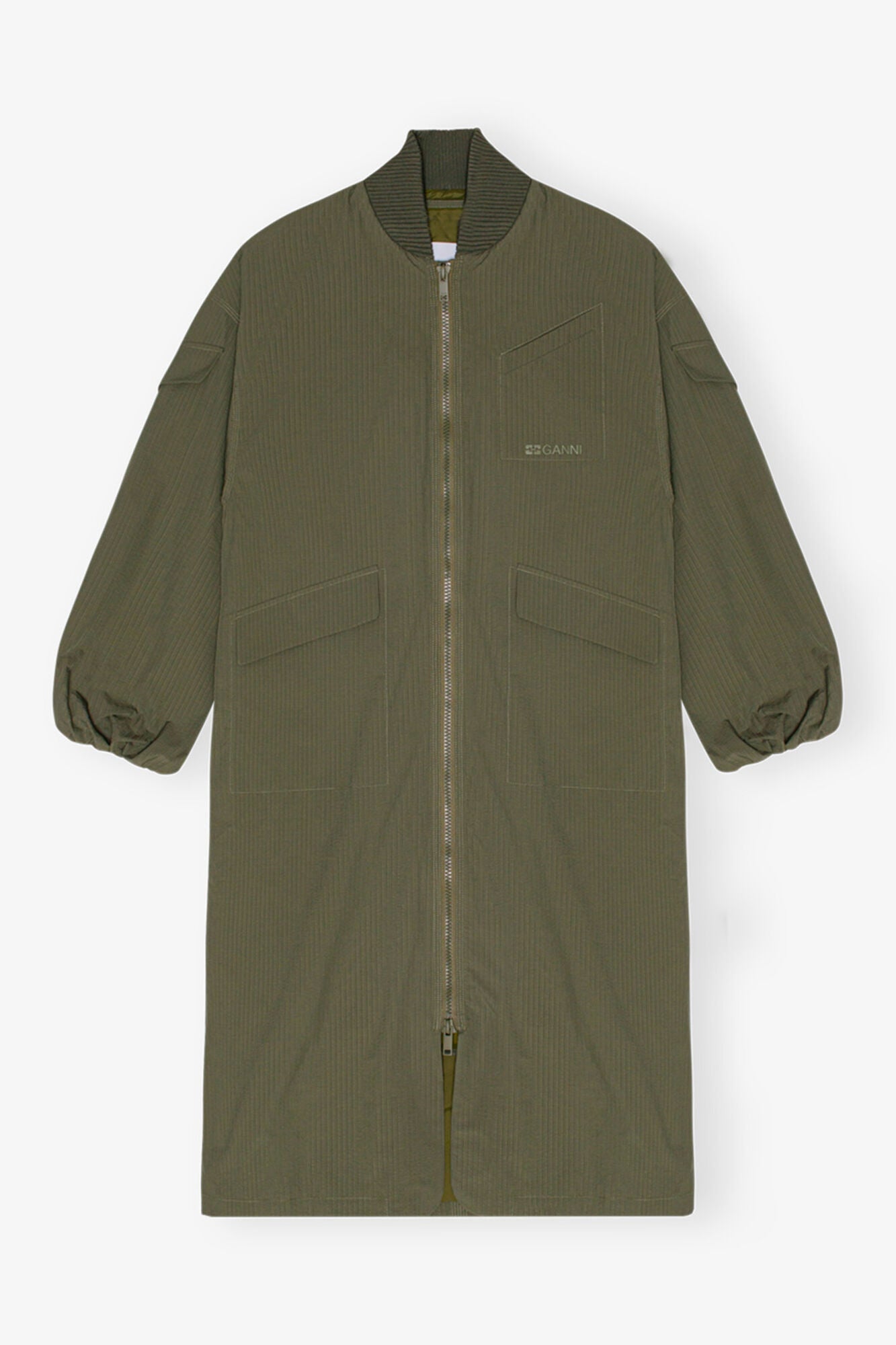 Green Tech Seersucker Oversized Shell Coat | Beetle