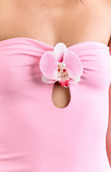 Gretta Strapless Orchid Trim Mini Dress | Pink