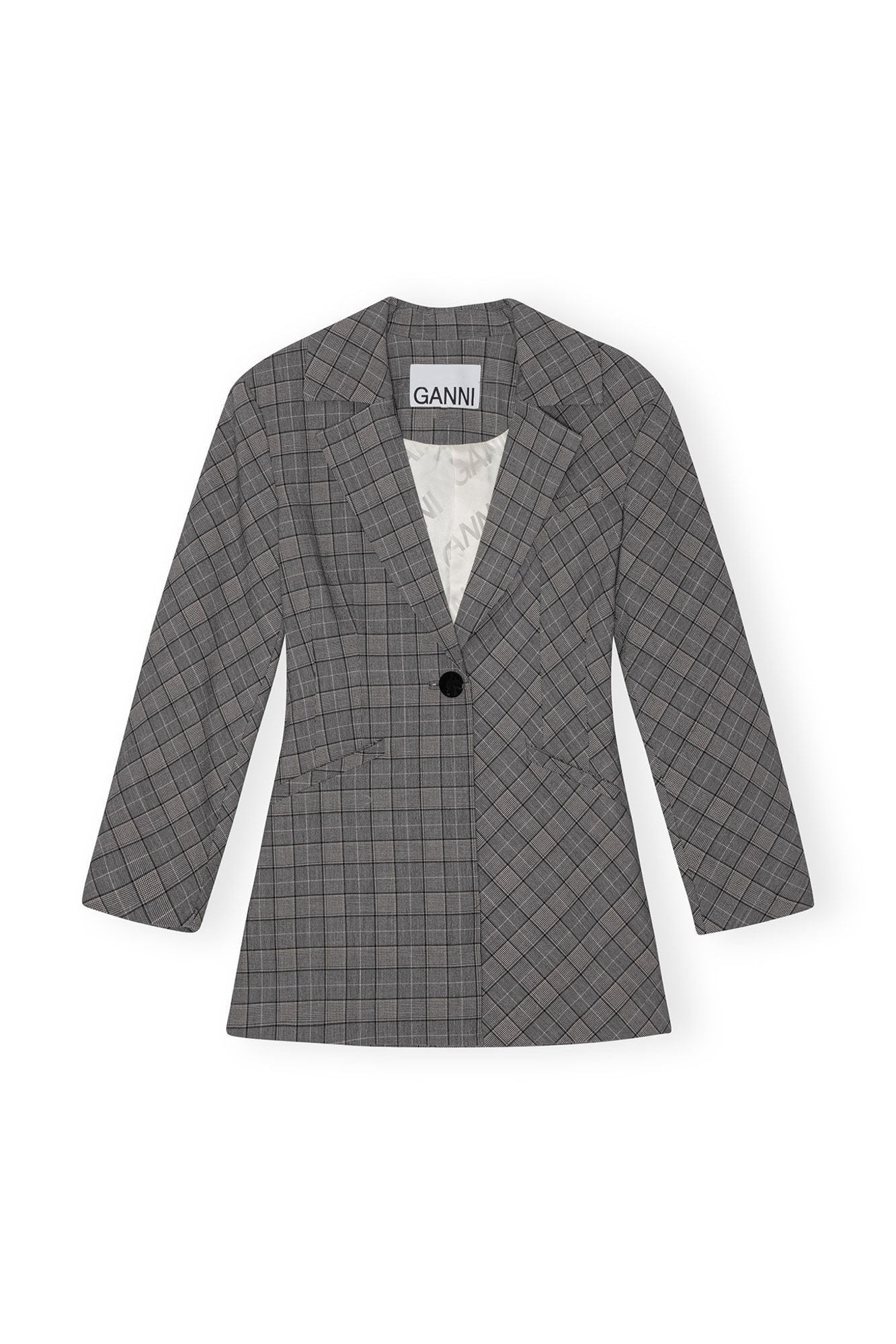 Grey Checkered Fitted Blazer | Frost Gray