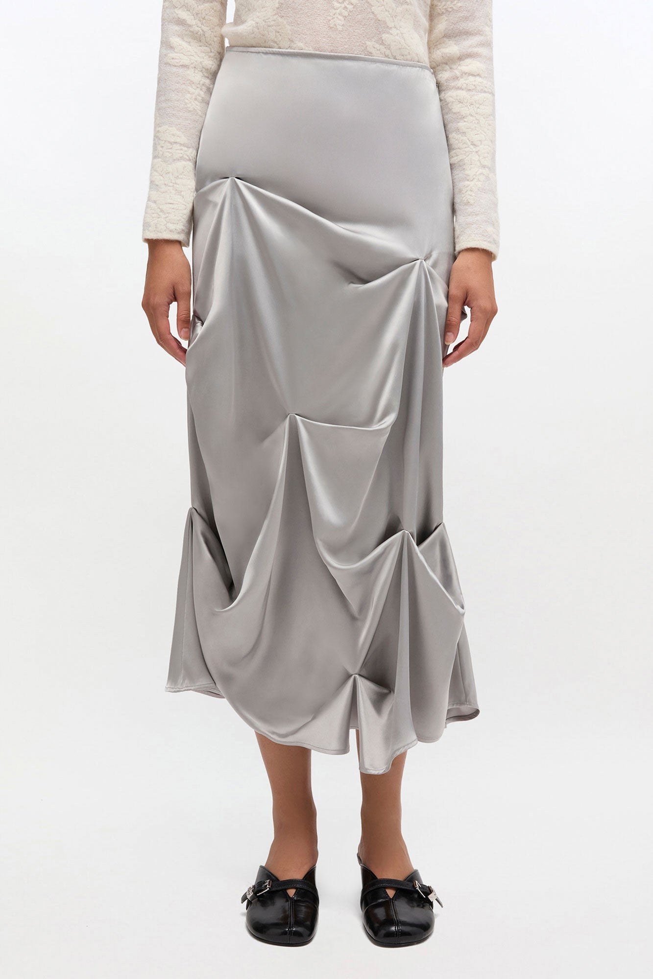 Grey Draped Skirt | Mirage Gray